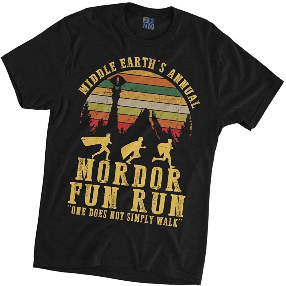 Middle Earth's Annual Mordor Fun Run One Not Just Walk Властелин колец Винтажная футболка Черная