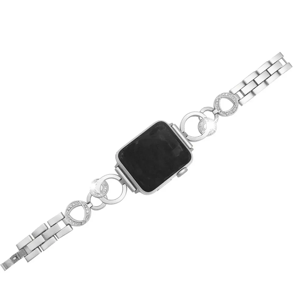 

Replacement Wrist Strap With Diamond-studded Stainless Steel Chain Watch With New For Apple Watch