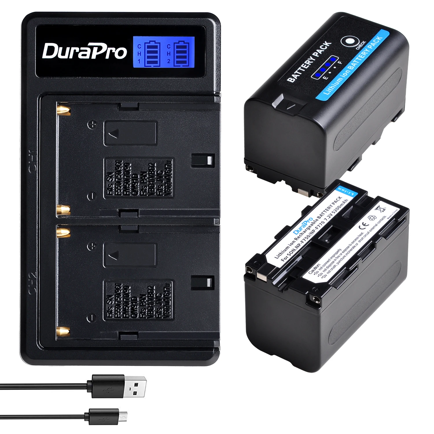 5200mAH NP-F750 NP-F770 akumulator litowo-jonowy ze wskaźnikiem LED + ładowarka USB z wyświetlaczem LCD dla Sony NP F970 F960 F550 F570 QM91D TRU47E