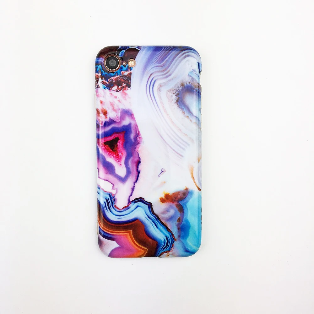 Мягкий силиконовый чехол для iphone 11 11Pro Max XS Max XR глянцевые Агатовые мраморные Чехол для мобильного телефона разноцветный фиолетовый чехол под мрамор - Цвет: agate marble