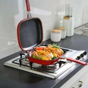 

Double-sided Frying Pan Non-stick Baking Tray Portable for Home Kitchen Cooking RT99