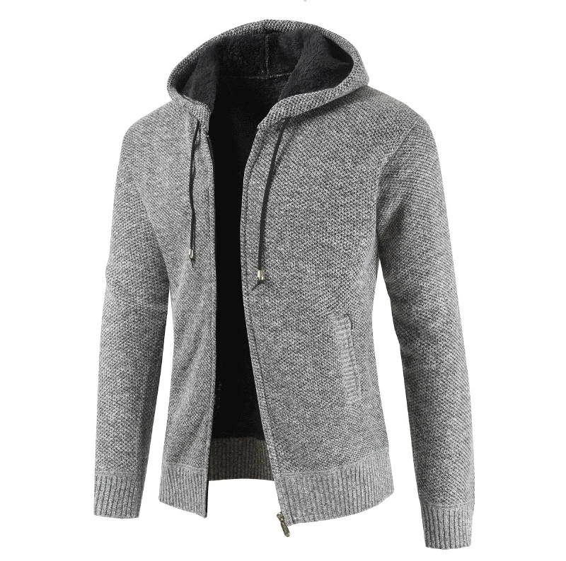 NEGIZBER Winter Jacket Men Solid Slim Fit Hooded Mens Coat and Jackets Thick Fleece Wool Jacket Men Warm Outwear Coats