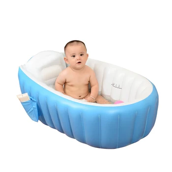 

Portable Baby Bathtub Inflatable Bath Tub Children Tub Cushion Foot Air Pump Warm Winter Keep Warm Folding Free Gift