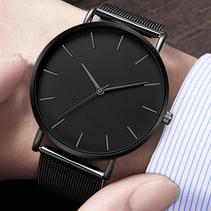 

Men Watch Casual Quartz Watches Simple Metal Hour Reloj Quartz Watch Stainless Steel Mesh Watch erkek kol saati masculino clock