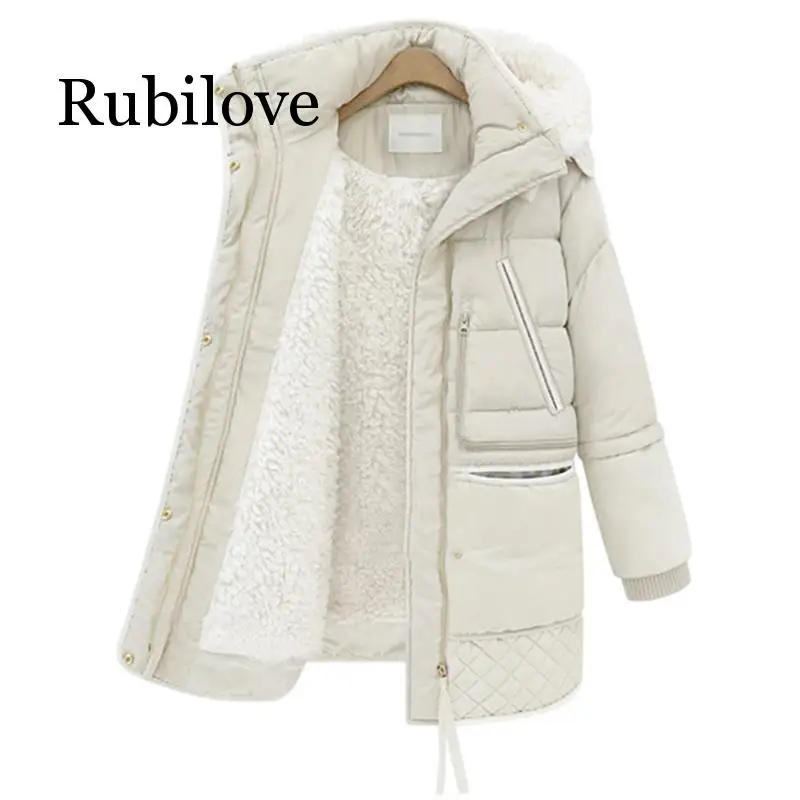 

Rubilove new 2019 Spring Winter Women's Jackets Cotton Coat Padded Long Slim Hooded Parkas Female Outwear Warm Jacket Wool Cloth