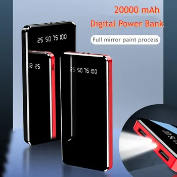 

Mirror LED Display 20000 mAh Power Bank Dual USB Portable Phone External Battery Charger 10000mAh Powerbank For Xiaomi Poverbank