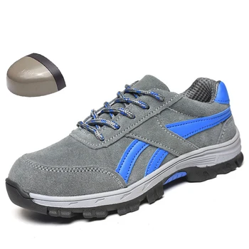 

New Leather Safety Shoes Men's Comfortable Sports Shoes Indestructible Work Boots Anti-Drill Steel Toe Security Shoes Tennis