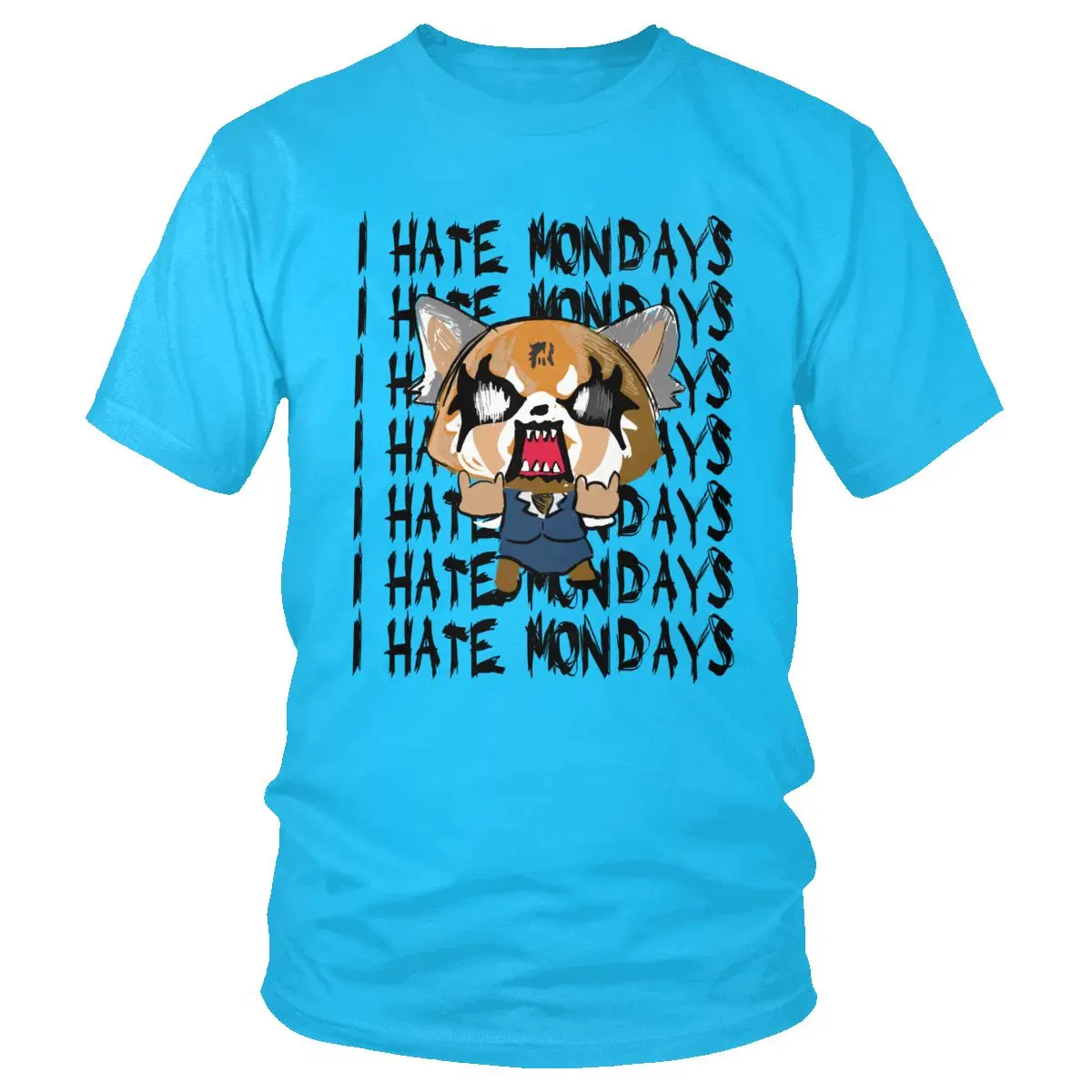 Мужская японская футболка Aggretsuko aggression Retsuko, уникальная футболка I Hate Mondays, хлопковая футболка с короткими рукавами, футболка с японским аниме, подарок - Цвет: Spider Baby Blue