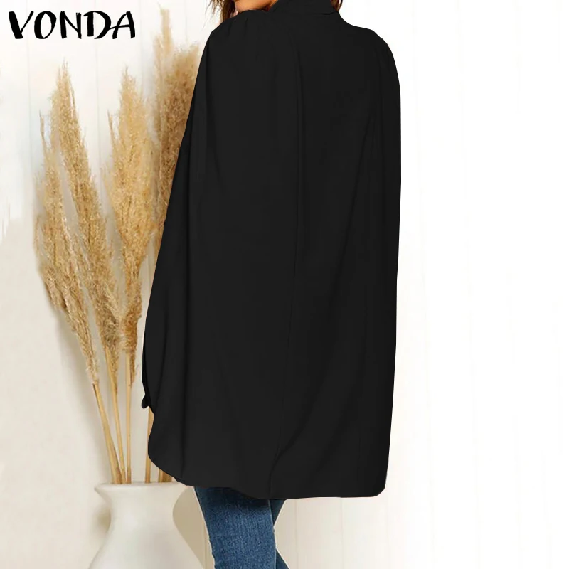 VONDA S-5XL, осенние кардиганы, женские элегантные черные куртки с длинным рукавом, богемные базовые пальто, свободная уличная одежда, женская верхняя одежда
