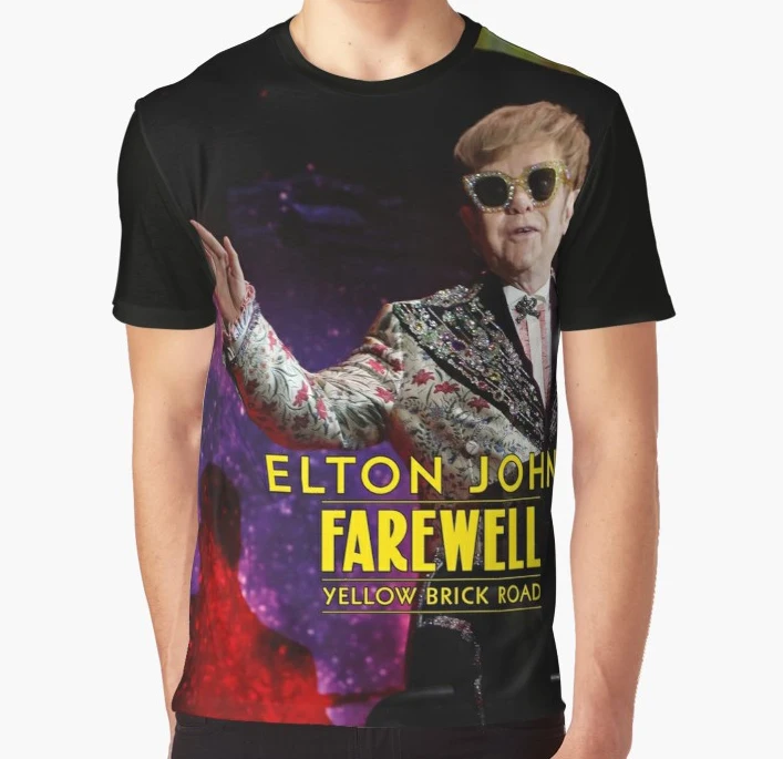 Футболка с принтом по всему миру, Мужская футболка, Elton Tahu John forewy Yellow Brick Road Final Tour, полная печать, большой принт, графическая T-S