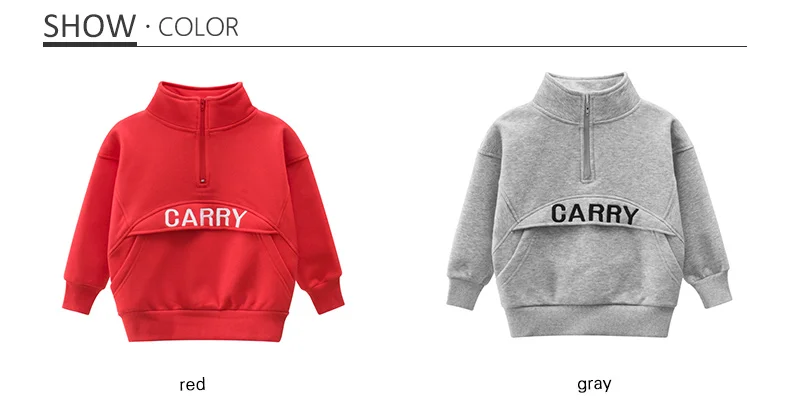 New GFMY Brand Spring Autumn Stand Collar Embroidered letters Leisure Children's sweatshirt Red 24M Baby Top