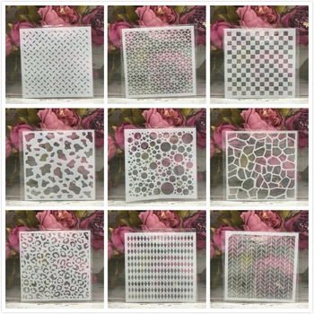 

9Pcs/Set 5" Geometry Types DIY Layering Stencils Painting Scrapbook Coloring Embossing Album Decorative Card Template