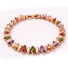 EIOLZJ, Модный женский браслет, многоцветный, циркон, розовое золото, браслеты для женщин, рождественские подарки для женщин, Ювелирная Подарочная коробка