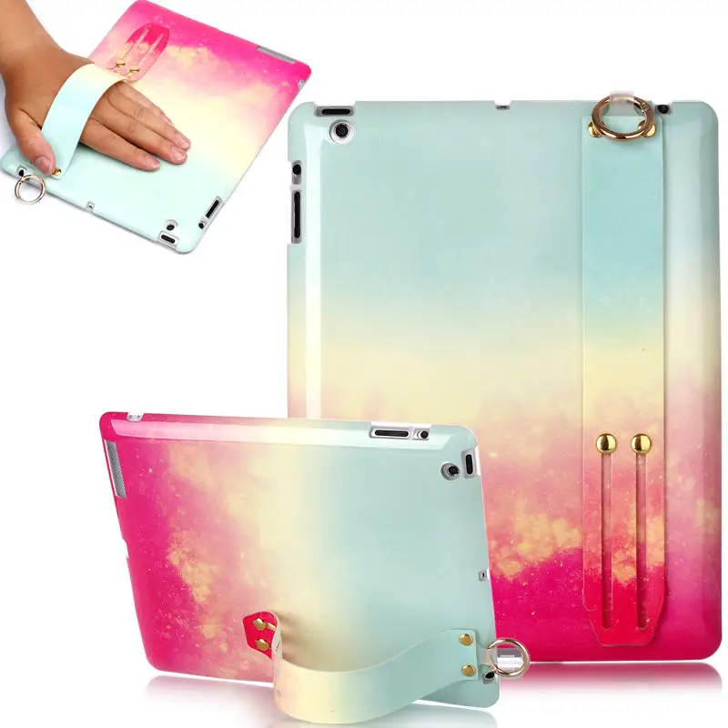 Модные яркие Цвет Мрамор чехол для Apple iPad 2/3/4 9,7 дюймов планшет браслет ручной кольцо-держатель на палец подставка Мягкий ТПУ чехол с мультипликационным рисунком
