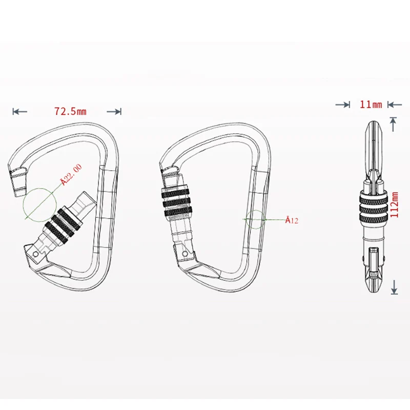 Карабины для скалолазания 25KN алюминиевые d-образный замок Quickdraws наружные альпинистские Многофункциональные защитные карабины Quickdraw