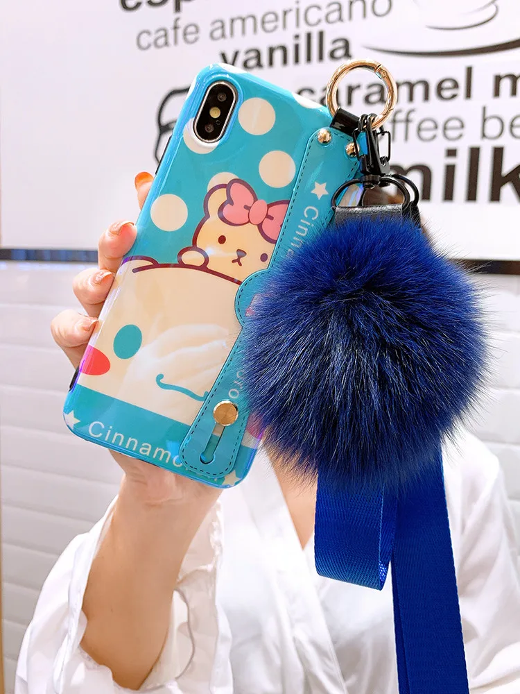 Для iphone 11 pro Max My Melody ремешок на запястье мягкий чехол для телефона для iphone XR XS max X 8 7 6 plus Blue Rey Dog чехол+ ремни