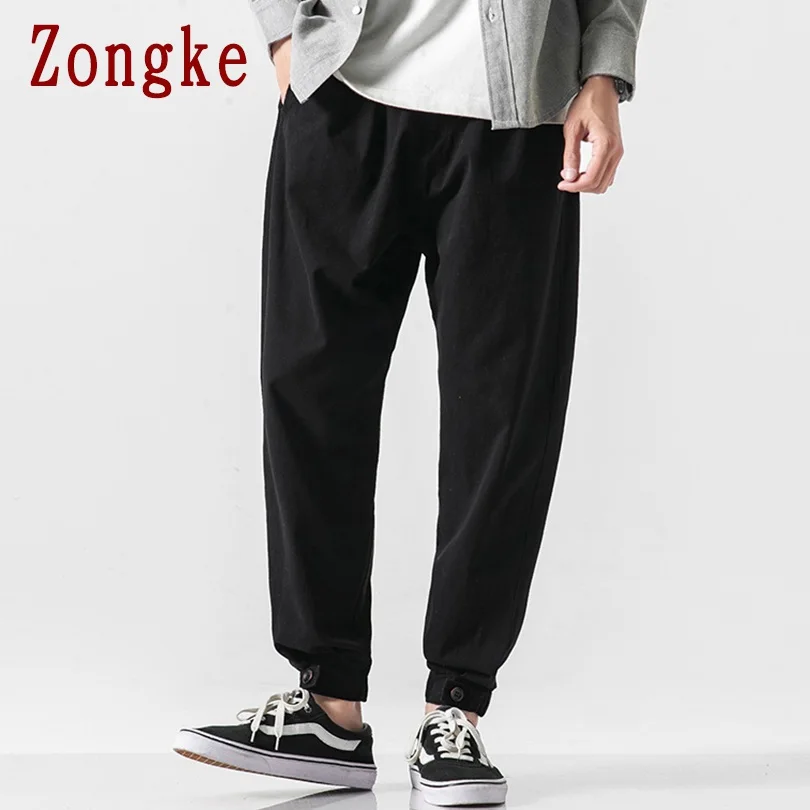 Zongke Япония стиль Мужские штаны для бега брюки Мужские штаны уличная тренировочные штаны-шаровары штаны, мужские брюки XXXL хип хоп осень