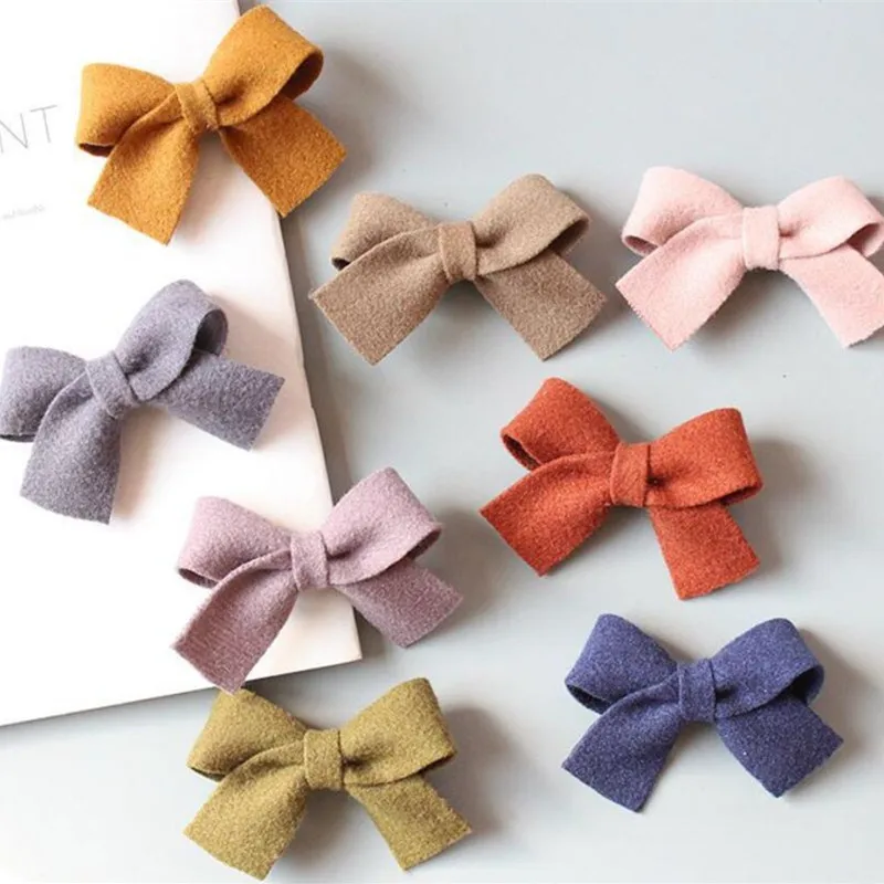 

8Pcs New Women Woolen and Corduroy Bow Hairpins Girls Lovely Hair Clips Hair Ties Ropes Headwear Accessories Barrettes