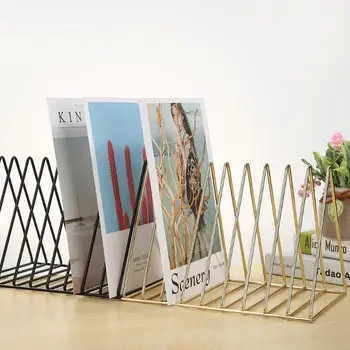 

Metal Storage Rack Art Bookshelf Nordic Style Iron Triangle Bathroom Storage Shelf Racks Living Room Desktop Book Holder Decor