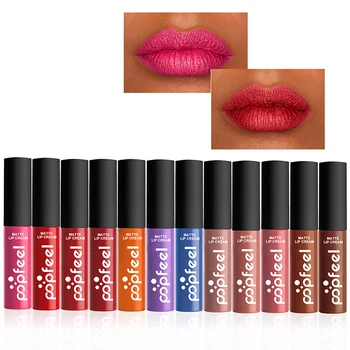 

12 colors Lip Gloss Long Lasting Nude Velvet Lip Cream Tattoo Labiales Matte Liquid Lipstick Cosmetics