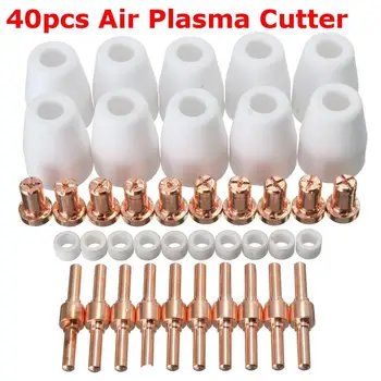 

40PCs Plasma Cutting Torch Consumable PT31 Plasma Torch Tip Electrode Nozzle Shieded-cup Gas Ring Set Consumable