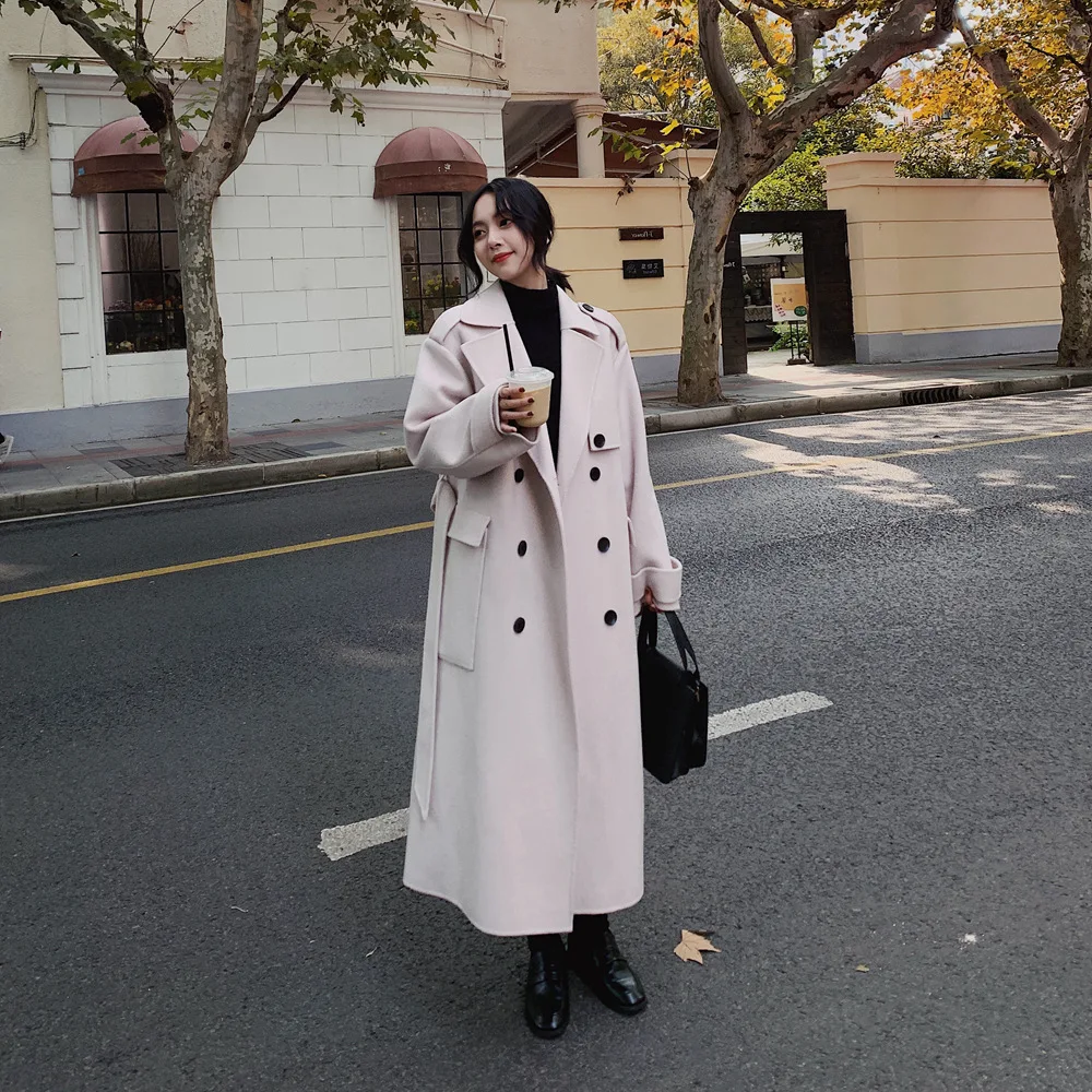 

Photo Shoot French Hepburn Wind Woolen Jacket 2019 Winter New Style Fashionable Retro British Style Double Breasted Duffle Coat