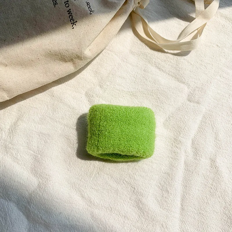 3 Green Однотонная вязаная плюшевая повязка для волос, модные женские широкие эластичные резинки для волос, держатель для конского хвоста, аксессуары для волос для девочек - Цвет: 3 Green