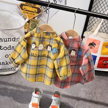 

2020 Fashion Boys Shirt New Plaid Style Kids long sleeve Shirts Children's Cotton Clothes Baby Boy Girls Short Sleeve Shirt Tops