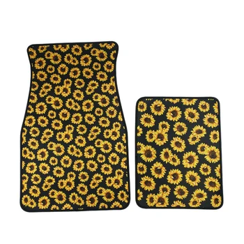 

2pcs/set Car Floor Front Rear Interior Styling Universal Foot Mats Printed Neoprene Rectangle Automotive Auto Doormat Anti Slip