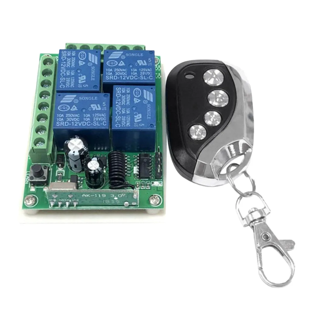 4CH Mini Relay Wireless RF Remote Control Switch -Power LED Lamp Controller(black), Micro Receiver Transmitter 433Mhz