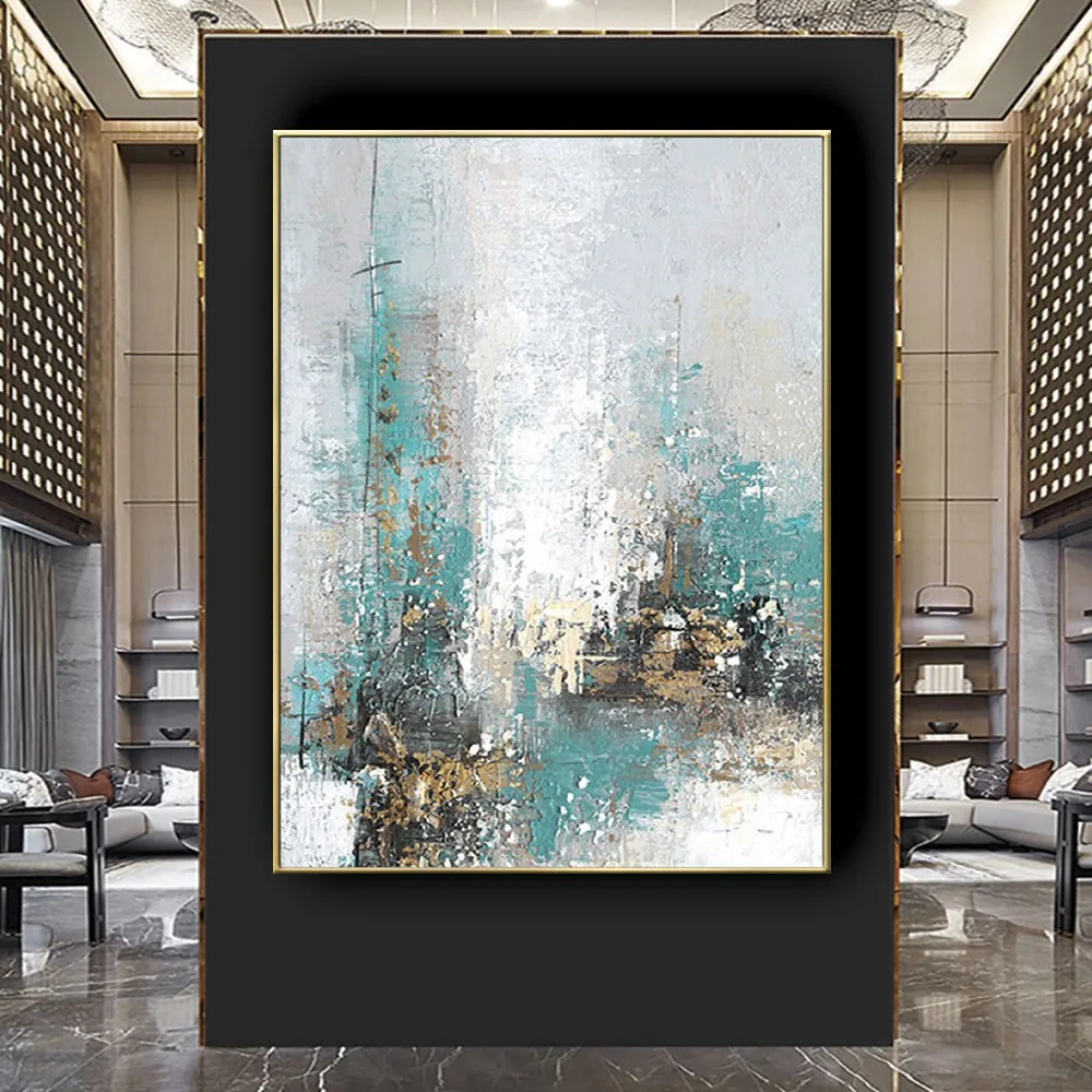 Handmade Oil Abstract Gold Leaf Art 3