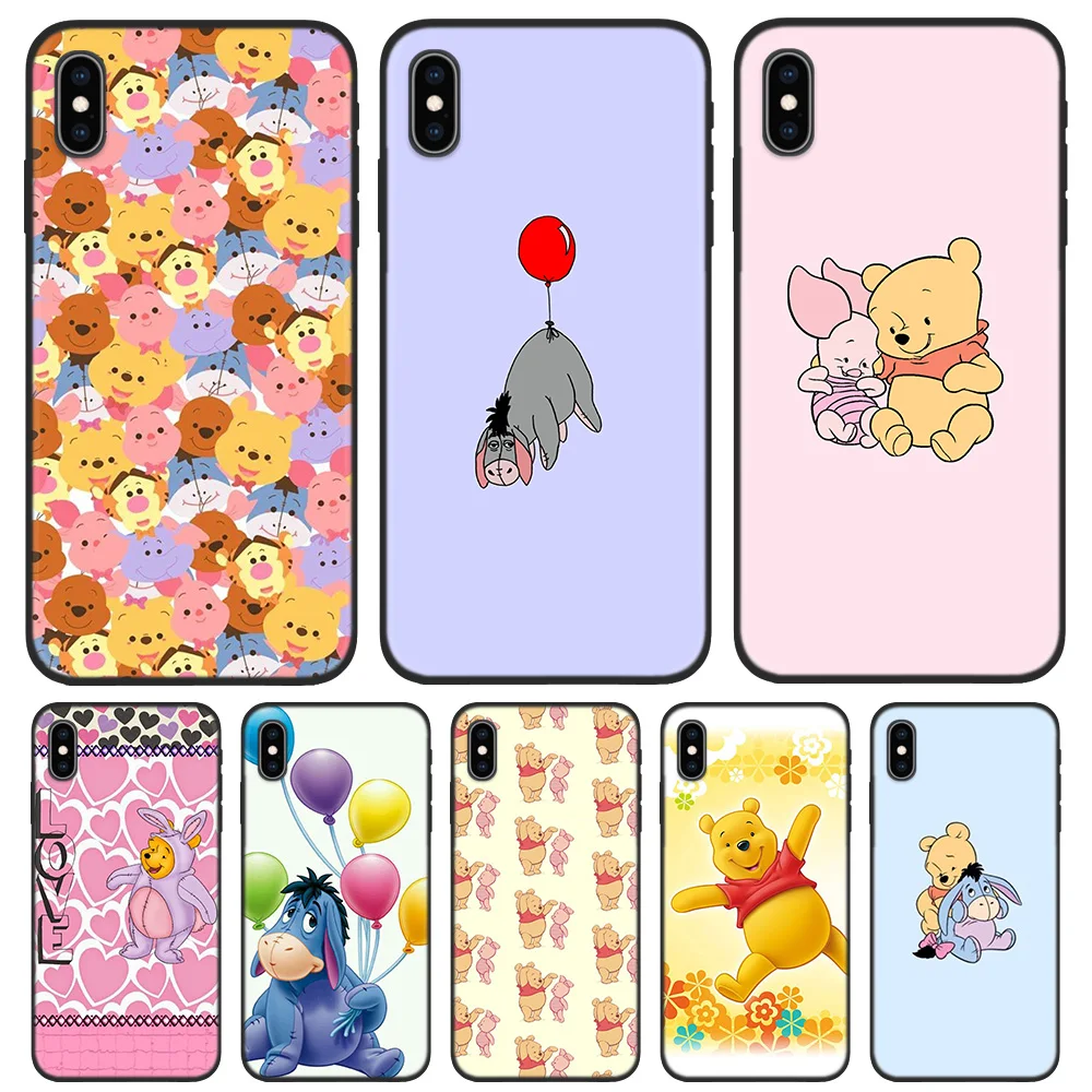

Pattern Black Soft Silicone TPU Bag Cover Case for iPhone 5 5S SE 6 6S 7 8 Plus X XR XS Max Tasche Deckt Concha Ader Newest Winn