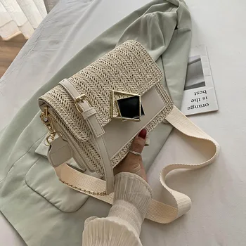 

2020 Summer New Fashion Straw Crossbody Bags for Women Chain Shoulder Bag Bucket Handbags Women Designer Bag Sac A Main Femme
