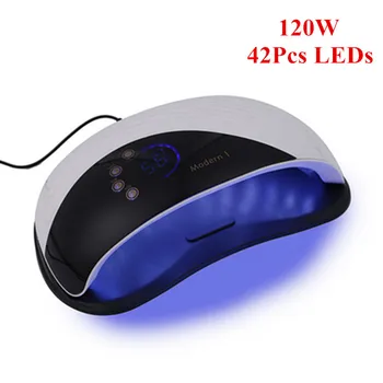 

120W Built-in Cooling Fan Nail Dryer 10s/30s/60s/99s Timing Mode Quick Dry Fast Curing Gel Light 42Pcs UV Led Nail Lamp Beads