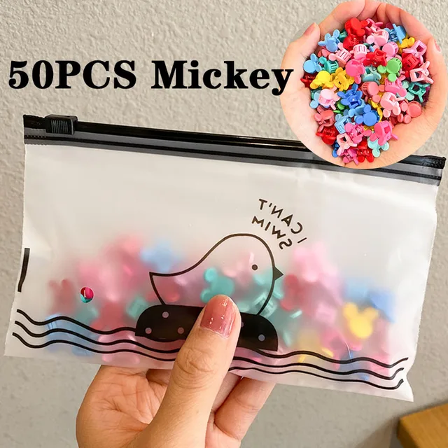 30/50PCS/Set Girls Cute Colorful Flower Star Mickey Small Hair Claws Kids Sweet Hairpins Hair Clips Fashion Hair Accessories 50pcs mickey