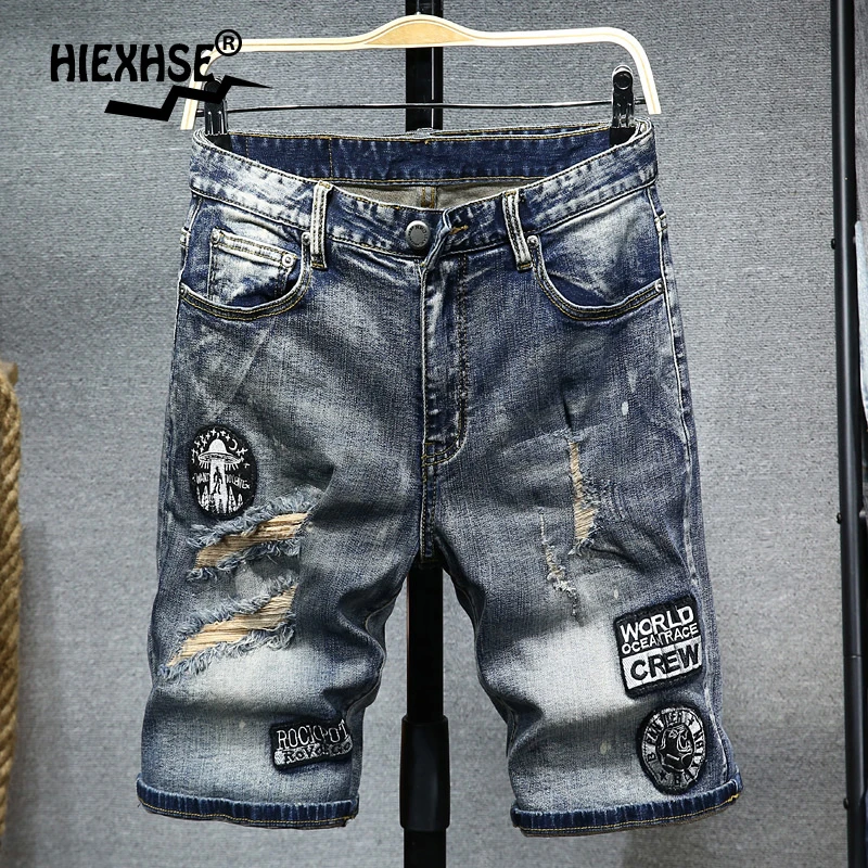 Men Ripped Denim Shorts New Summer Jeans Shorts High Quality Soft Cotton Streetwear Hole Slim Denim Shorts Male Brand Clothes best casual shorts