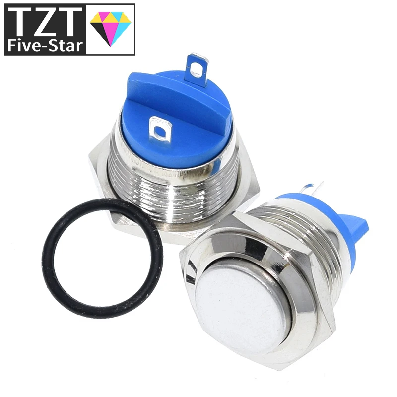 TZT 1/3PCS 16mm metall druckknopf wasserdicht vernickelt messing taste schalter drücken taste reset 1NO hohe runde momentary – Detail 8