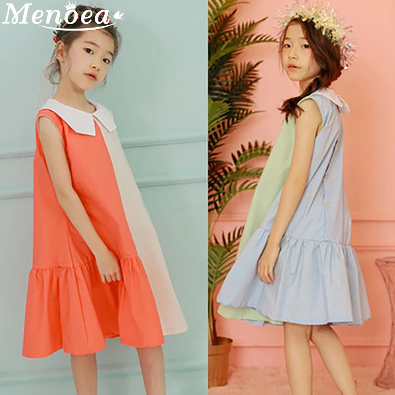 Летнее платье для девочек коллекция 2019 года Корейская версия одежда больших