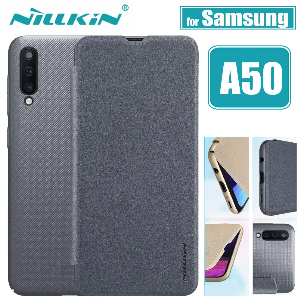 

Nilkin for Samsung Galaxy A50 Case Cover Nillkin Hard Plastic Leather Full Cover Phone Back Flip Case for Samsung A50 Shell