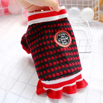 

School Style Floral Edge Dresses For Dogs Spring 2020 Pet Soft Comfort Red Brown Tutu Skirt Coat For French Bulldog Terrier Pugs