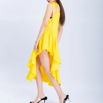 

Strap Skirt Female Summer 2020 Candy Color Gao Street Tide Asymmetry Design Lotus Leaf Edge Bitter Fleabane