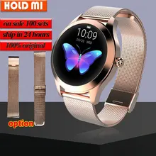 KW10 Astuto Della Vigilanza Donne IP68 Impermeabile Monitoraggio Della Frequenza Cardiaca Bluetooth per Android Ios Fitness Braccialetto Smartwatch(China)