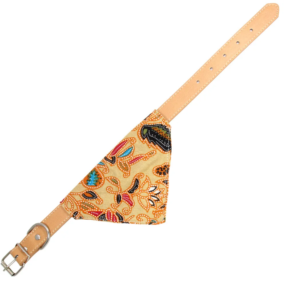 Pet Bohemian Style Dog Collar Leather Triangular Binder Adjustable Dogs Cats Collars Control Handle Training Pet Puppy Collar
