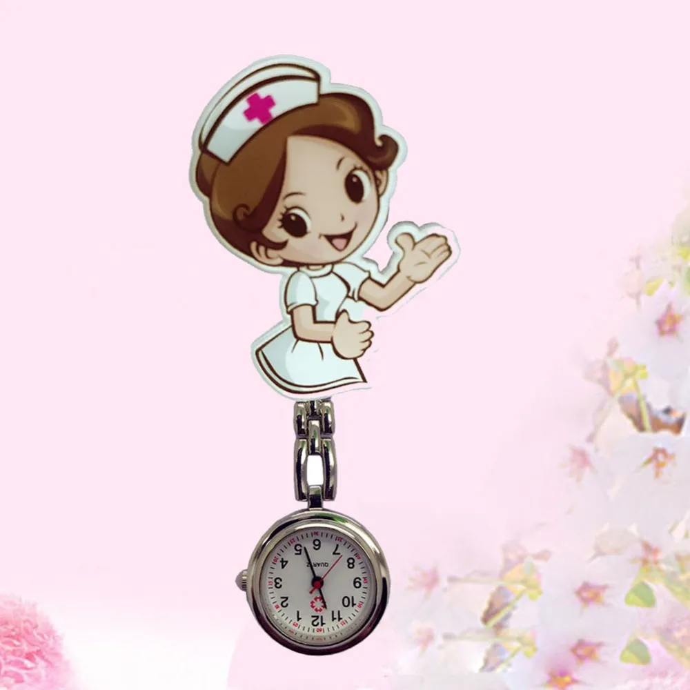 Reloj de enfermera Super bonito para mujer, con patrón de dibujos animados, luminoso, Pin, movimiento de cuarzo, bolsillo Fob, gran regalo