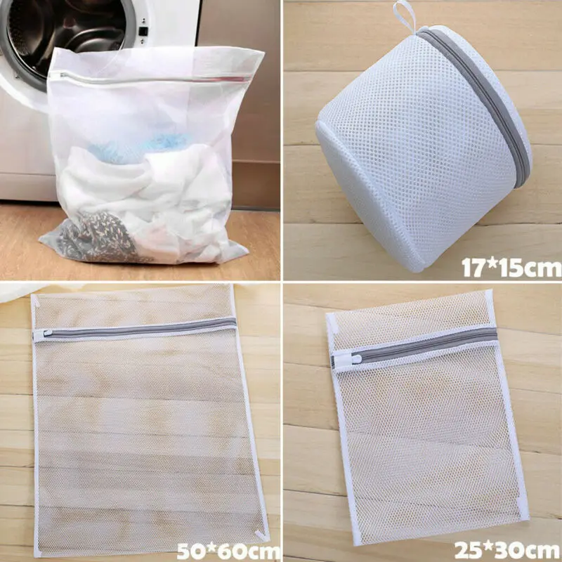 Clothes Washing Bag Portable Laundry Home Washing Bags White Net Mesh