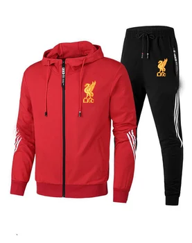 

2020 New Men's Zipper Casual fashion Track Suit Brand Liverpool Print Sportswear Pullover + Pants Sets Hoodie M---4XL