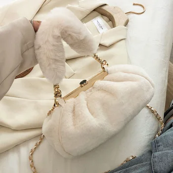 

Soft Plush Design Tote Bags For Women 2020 New Women's Designer Shoulder Handbags And Purses Fashion Chain Ladies Crossbody Bags