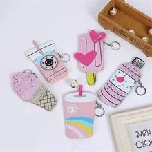 Модный кошелек для мелочи из искусственной кожи с квадратным узором в виде бутылки, мороженого, монет, денег, бумажников и держателей 1 шт