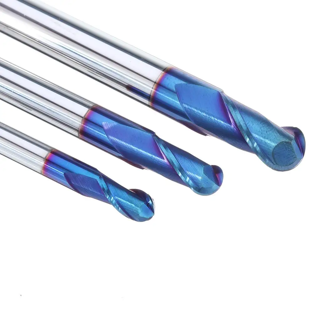DANIU R3/R4/R5 2 Flutes Ball Nose End Mill HRC60 Blue NaCo Coating Tungsten Steel Carbide CNC Milling Cutter End Mill Tool