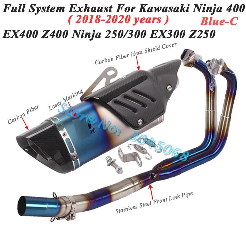 Полная система выхлопной трубы мотоцикла для Ninja 250 300 Ninja 400 Z250 EX400 EX300 Z400 глушитель передней трубы